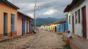 Street with a mountain view in Trinidad Cuba