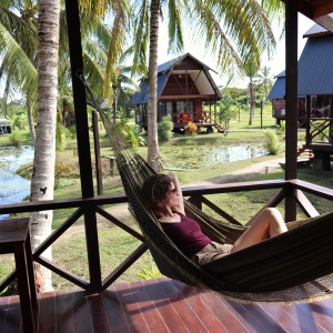 Relaxing in a hammock at Frederiksdorp Suriname
