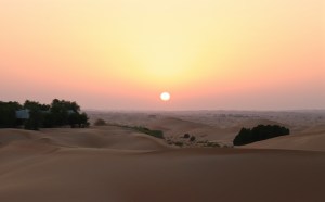 Sunset over Telal desert resort
