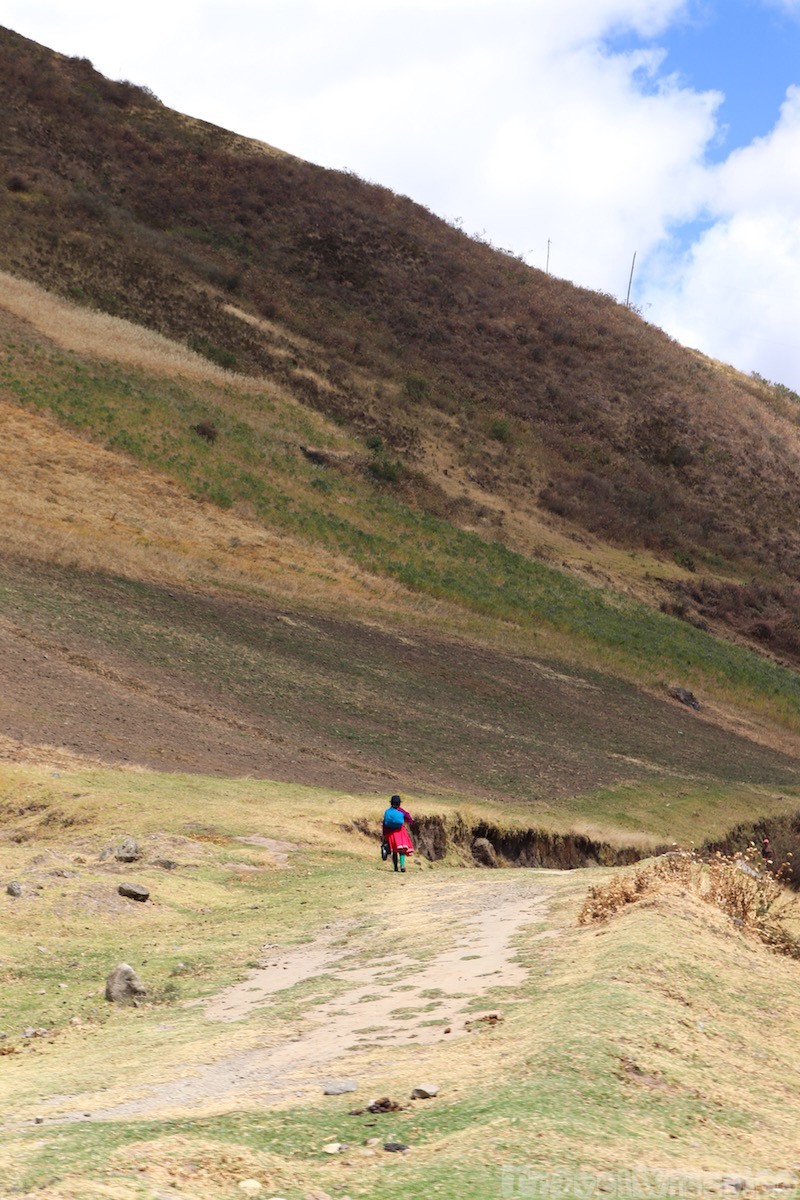 Woman walking in the highlands of Ecuador