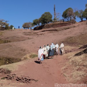 Pilgrims heading to the rock-hewn churches of Lalibela Ethiopia