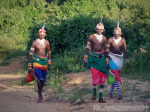 Samburu warriors in ceremonial dress, Northern Kenya