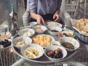 Arabic breakfast at the Arabian Teahouse, Bastakia Dubai