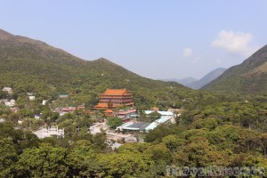 Po Lin Monastery nestled in the hills of Lantau Island