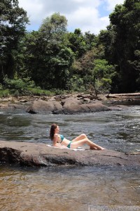 River swimming in the Guyana rainforest