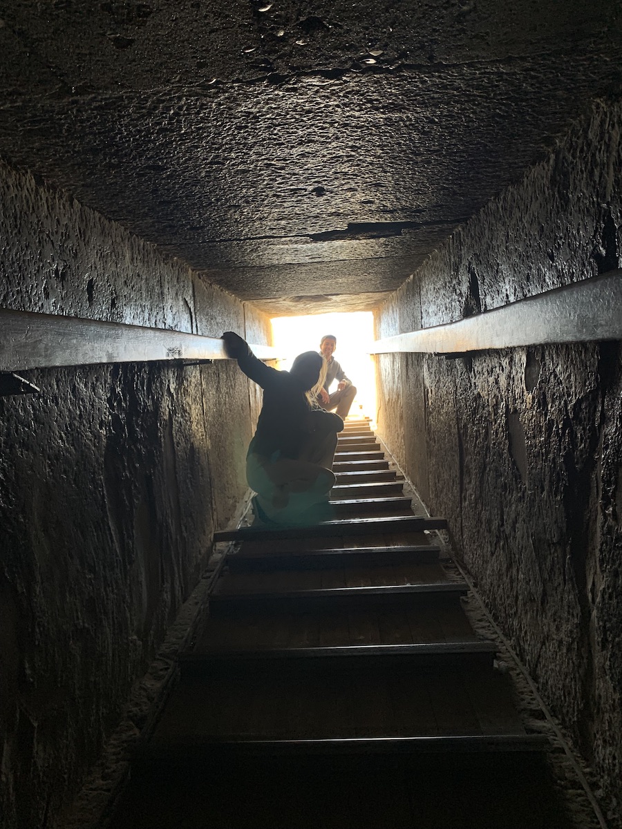 Descending into the pyramid of Teti at Saqqara, Cairo