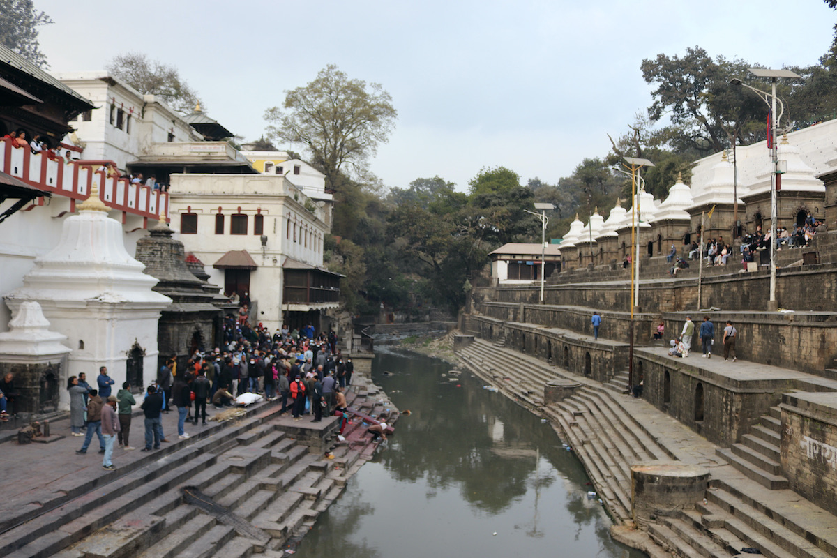 Pashupatinath temple cremation ghats by the river, Kathmandu