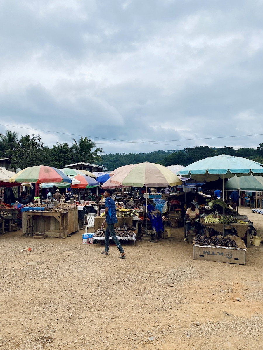 Market by the side of the road in Gabon