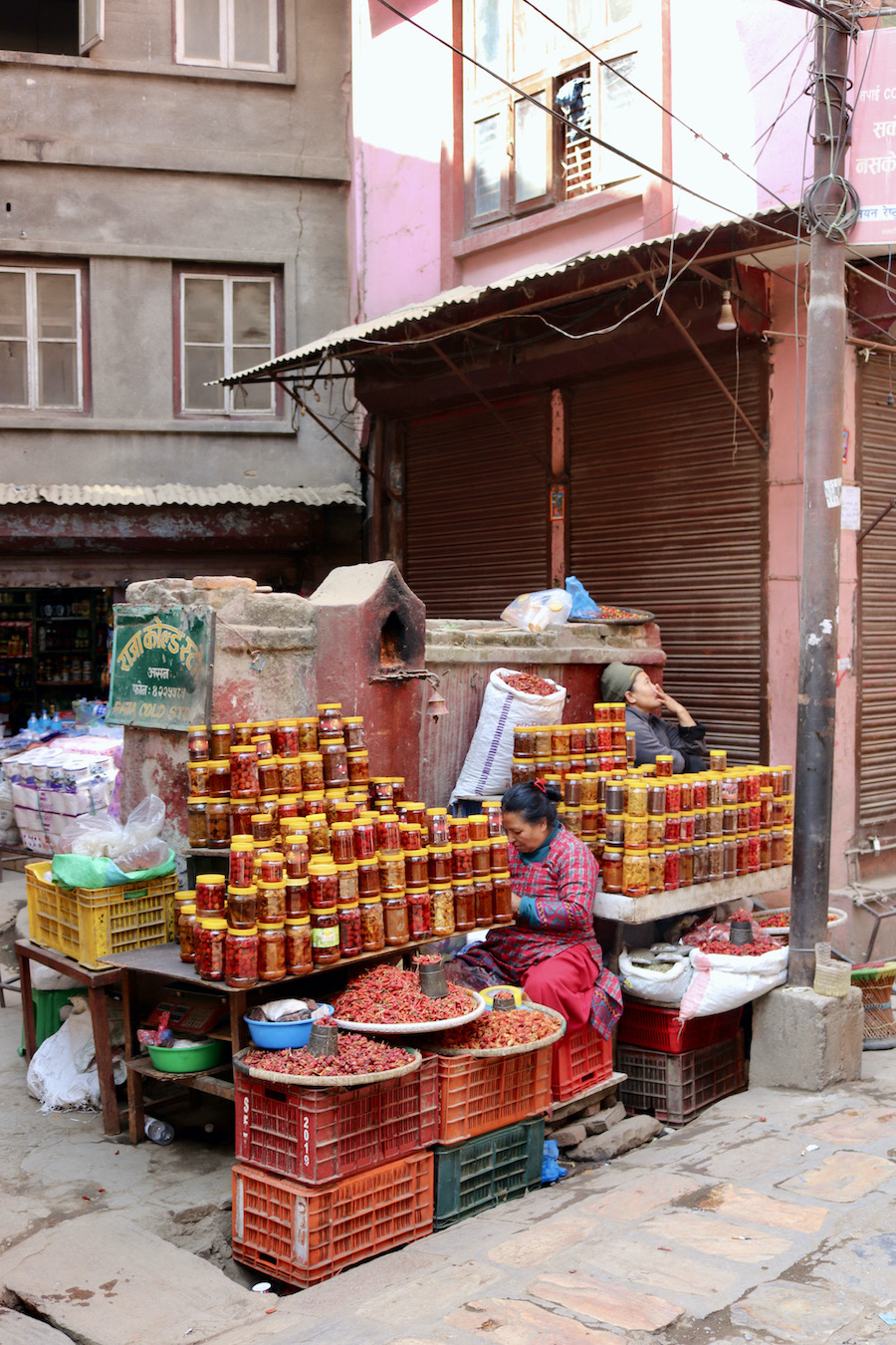 Chillies and peppers for sale at Asan Market Kathmandu