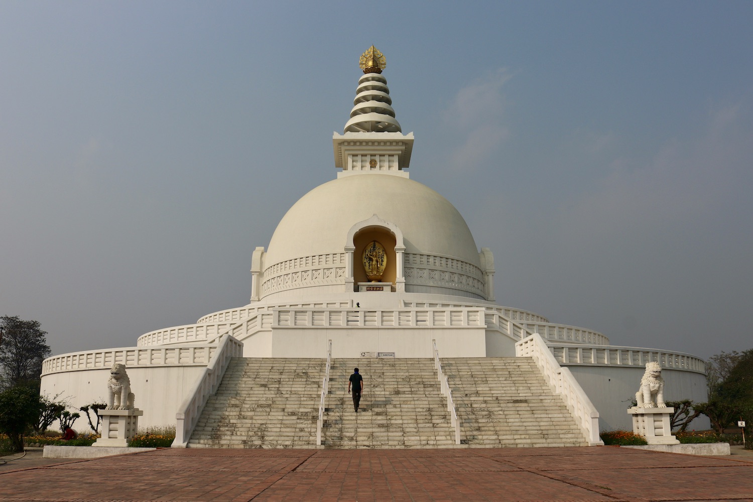 World Peace pagoda in Lumbini the birthplace of Buddha in Nepal